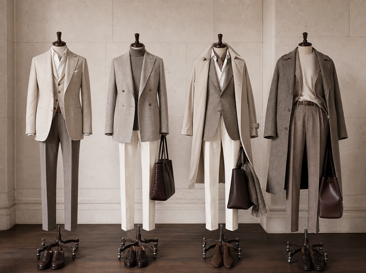 A personal style moodboard of colors, fabrics, accessories, and silhouettes